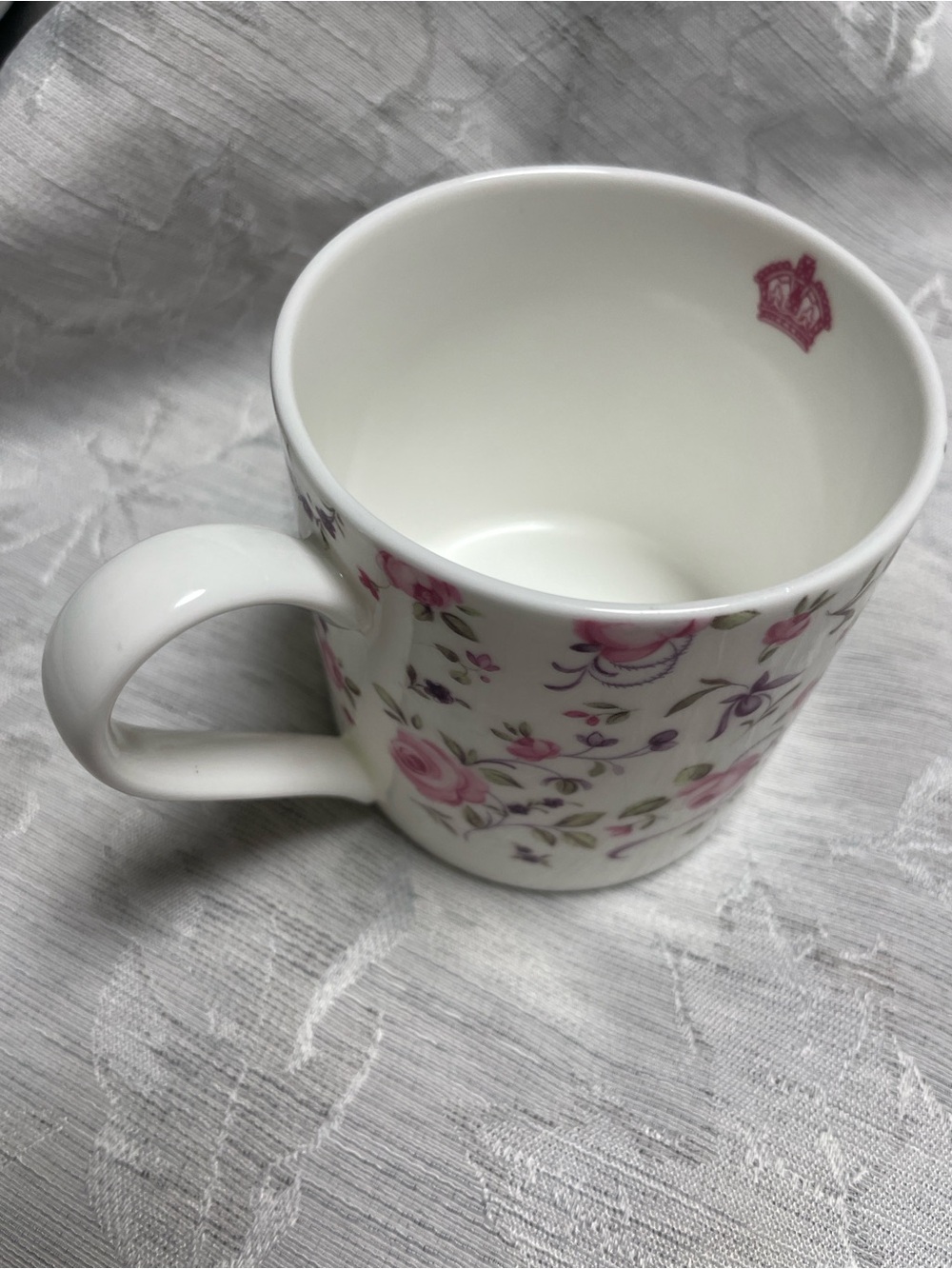 Royal Albert White Porcelain Vase with Pink Rose and Purple Sprig Motif